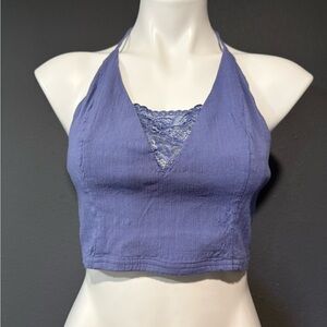Free People Purple Halter Lace Tank Top